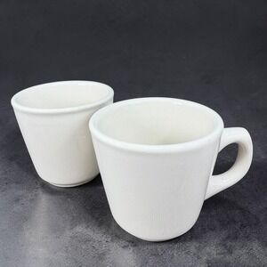 Buffalo China White Restaurant Ware Coffee Mugs Vintage Diner Style Set of 2